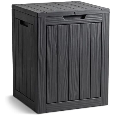AKORD Baule da Giardino Impermeabile 113L Cassapanca Esterna in Polipropilene Effetto Legno Scatola Contenitore per Balcone e Terrazza, 46x43x58,5 cm, Nero AKORD Baule da Giardino Impermeabile 113L Cassapanca Esterna in Polipropilene Effetto Legno Scatola Contenitore per Balcone e Terrazza, 46x43x58,5 cm, Nero