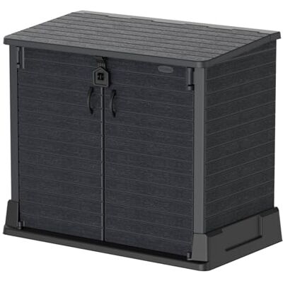 Duramax Cedargrain StoreAway, capanno da giardino in plastica da 850 L, per riporre le biciclette, barbecue e 2 bidoni da 120 l, 130 x 74 x 110 cm, Grigio scuro Duramax Cedargrain StoreAway, capanno da giardino in plastica da 850 L, per riporre le biciclette, barbecue e 2 bidoni da 120 l, 130 x 74 x 110 cm, Grigio scuro