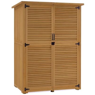 MCombo M armadio da giardino in legno, casetta da giardino piccola resistente alle intemperie, casetta per attrezzi da esterno, per area esterna balcone terrazza, 59×127×168 cm, 0901D-F (natura) MCombo M armadio da giardino in legno, casetta da giardino piccola resistente alle intemperie, casetta per attrezzi da esterno, per area esterna balcone terrazza, 59×127×168 cm, 0901D-F (natura)