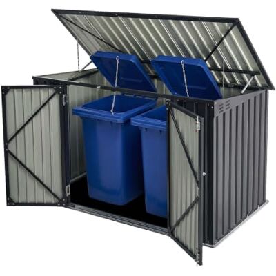 Juskys Contenitore per bidoni dei rifiuti da 3 pezzi Namur 3 bidoni da 120 litri 2m² 2 porte Rivestimento contenitore rifiuti metallico Cassonetti per rifiuti Casetta per bidoni Contenitore Juskys Contenitore per bidoni dei rifiuti da 3 pezzi Namur 3 bidoni da 120 litri 2m² 2 porte Rivestimento contenitore rifiuti metallico Cassonetti per rifiuti Casetta per bidoni Contenitore