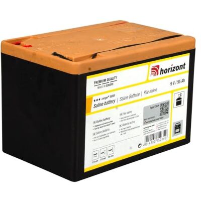 horizont Ranger SB55 batteria elettrica per recinzione 9 Volt, batteria zinco carbonio 55 Ah, per dispositivi elettrici da recinzione 9V, curva a bassa tensione per tutta la durata di servizio horizont Ranger SB55 batteria elettrica per recinzione 9 Volt, batteria zinco carbonio 55 Ah, per dispositivi elettrici da recinzione 9V, curva a bassa tensione per tutta la durata di servizio