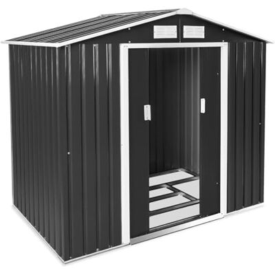 tectake ® Casetta da Giardino in Lamiera, Box con Tetto a Doppia Falda, Box da Giardino per Esterno con Porta Scorrevole, Lamiera in Acciaio, Fodamenta in Metallo Grigio/Bianco tectake ® Casetta da Giardino in Lamiera, Box con Tetto a Doppia Falda, Box da Giardino per Esterno con Porta Scorrevole, Lamiera in Acciaio, Fodamenta in Metallo Grigio/Bianco