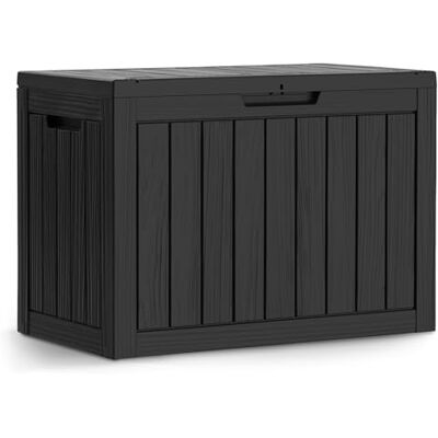 AKORD Baule da Giardino Impermeabile 170L Cassapanca Esterna in Polipropilene Effetto Legno Scatola Contenitore per Balcone e Terrazza, 77,5x55,5x43 cm, Nero AKORD Baule da Giardino Impermeabile 170L Cassapanca Esterna in Polipropilene Effetto Legno Scatola Contenitore per Balcone e Terrazza, 77,5x55,5x43 cm, Nero