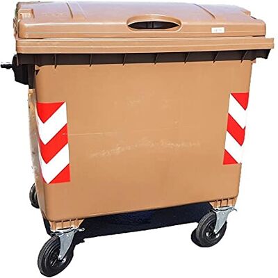 Mobil Plastic Cassonetto per la raccolta differenziata rifiuti, capacità 660 Lt, certificato UNI EN 840, coperchio piano, colore marrone Mobil Plastic Cassonetto per la raccolta differenziata rifiuti, capacità 660 Lt, certificato UNI EN 840, coperchio piano, colore marrone