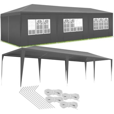 tectake ® Gazebo Esterno Resistente 9x3 m, Impermeabile, con 8 Pareti Laterali Rimovibili, Protezione UV, Telaio in Acciaio, Tendone per Feste, Matrimoni, Campeggio, Gazebi Terrazzo Esterno Grigio tectake ® Gazebo Esterno Resistente 9x3 m, Impermeabile, con 8 Pareti Laterali Rimovibili, Protezione UV, Telaio in Acciaio, Tendone per Feste, Matrimoni, Campeggio, Gazebi Terrazzo Esterno Grigio