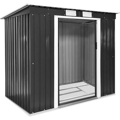 tectake ® Casetta da Giardino in Lamiera, Box con Tetto Inclinato, Box da Giardino per Esterno con Porta Scorrevole, Lamiera in Acciaio, Fondamenta in Metallo Grigio/Bianco tectake ® Casetta da Giardino in Lamiera, Box con Tetto Inclinato, Box da Giardino per Esterno con Porta Scorrevole, Lamiera in Acciaio, Fondamenta in Metallo Grigio/Bianco