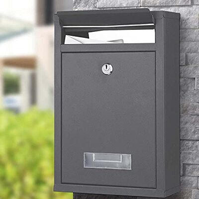 BAKAJI Cassetta Postale da Parete in Acciaio Galvanizzato Buca Lettere per Posta da Esterno con Chiusura a Chiave (Grigio Antracite) BAKAJI Cassetta Postale da Parete in Acciaio Galvanizzato Buca Lettere per Posta da Esterno con Chiusura a Chiave (Grigio Antracite)