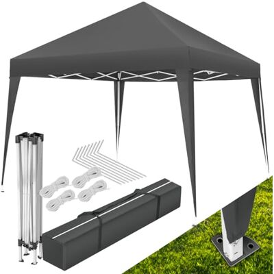 tectake ® Gazebo Pieghevole 3 x 3 m, Idrorepellente, con Protezione UV 30+ Piedi Regolabili in Altezza, Pop-up, comprese Corde di Tensionamento, Picchetti e Borsa da Trasporto, Uso Esterno, Grigio tectake ® Gazebo Pieghevole 3 x 3 m, Idrorepellente, con Protezione UV 30+ Piedi Regolabili in Altezza, Pop-up, comprese Corde di Tensionamento, Picchetti e Borsa da Trasporto, Uso Esterno, Grigio
