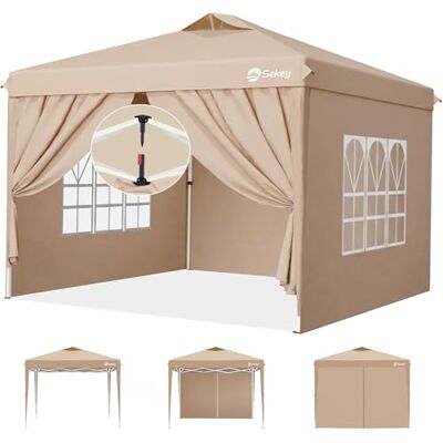 Sekey Gazebo pop-up, 3 x 3 cm, impermeabile, stabile, invernale, pieghevole, 3 x 3 m, da campeggio, pieghevole, con pareti laterali, altezza regolabile in 3 livelli (Kaki) Sekey Gazebo pop-up, 3 x 3 cm, impermeabile, stabile, invernale, pieghevole, 3 x 3 m, da campeggio, pieghevole, con pareti laterali, altezza regolabile in 3 livelli (Kaki)