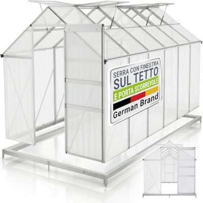 Juskys ® Serra da giardino 7,2m² Trasparente/Argento Robusta con struttura in alluminio e fondazione in acciaio, resistente ai raggi UV, porta scorrevole con chiusura, finestre ventilabili 61x57 cm Juskys ® Serra da giardino 7,2m² Trasparente/Argento Robusta con struttura in alluminio e fondazione in acciaio, resistente ai raggi UV, porta scorrevole con chiusura, finestre ventilabili 61x57 cm