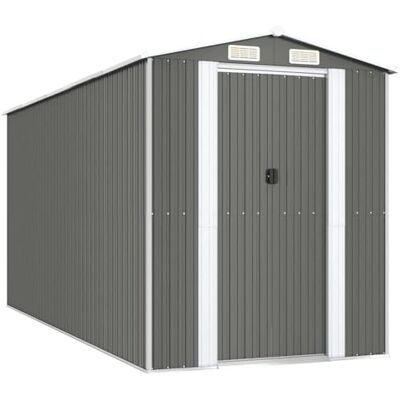 vidaXL Capanno da Giardino Grigio Chiaro 192x440x223cm Acciaio Zincato vidaXL Capanno da Giardino Grigio Chiaro 192x440x223cm Acciaio Zincato