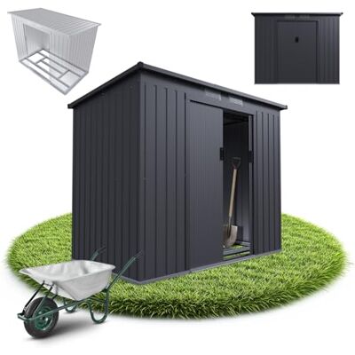 Juskys casetta in metallo M – grigio scuro, resistente alle intemperie con telaio di fondazione, porta scorrevole & chiudibile – per giardino & ripostiglio Juskys casetta in metallo M – grigio scuro, resistente alle intemperie con telaio di fondazione, porta scorrevole & chiudibile – per giardino & ripostiglio