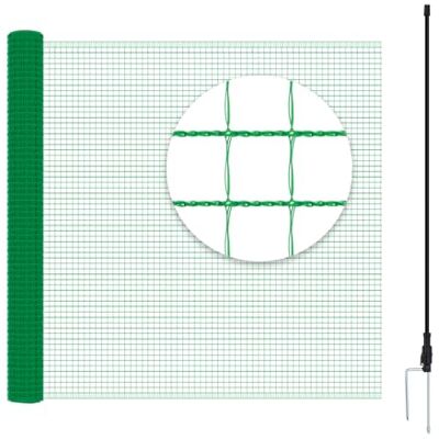 WOLTU Rete per pollame,Rete Verde per Recinzione con Pali 10x0,9 m, Recinzione da Giardino a Maglia con Picchetti, Funi e Fascette, per Frutteti, Fattorie, Animali, Orti, in PE 53g/m²,Verde WOLTU Rete per pollame,Rete Verde per Recinzione con Pali 10x0,9 m, Recinzione da Giardino a Maglia con Picchetti, Funi e Fascette, per Frutteti, Fattorie, Animali, Orti, in PE 53g/m²,Verde