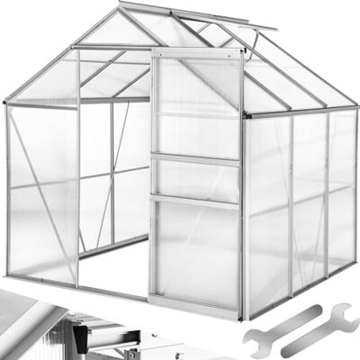tectake ® Serra da Giardino con Telaio in Alluminio Anodizzato, Serra per Orto con Lastre Alveolari Termoisolanti, Serra con Porta Scorrevole, Finestra a Tetto per Ventilazione 190x185x195 cm tectake ® Serra da Giardino con Telaio in Alluminio Anodizzato, Serra per Orto con Lastre Alveolari Termoisolanti, Serra con Porta Scorrevole, Finestra a Tetto per Ventilazione 190x185x195 cm