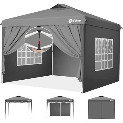 Sekey Gazebo pop-up, 3 x 3 cm, impermeabile, stabile, invernale, pieghevole, 3 x 3 m, da campeggio, pieghevole, con pareti laterali, altezza regolabile in 3 livelli (Grigio) Sekey Gazebo pop-up, 3 x 3 cm, impermeabile, stabile, invernale, pieghevole, 3 x 3 m, da campeggio, pieghevole, con pareti laterali, altezza regolabile in 3 livelli (Grigio)
