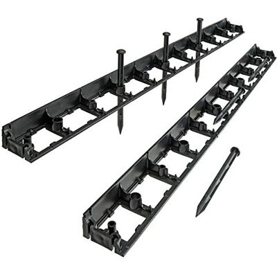 HaGa Bordo per prato in plastica, 2 pezzi, 1000 mm x 80 mm x 45 mm, colore nero, con 6 perni di fissaggio, per recinzione da giardino HaGa Bordo per prato in plastica, 2 pezzi, 1000 mm x 80 mm x 45 mm, colore nero, con 6 perni di fissaggio, per recinzione da giardino