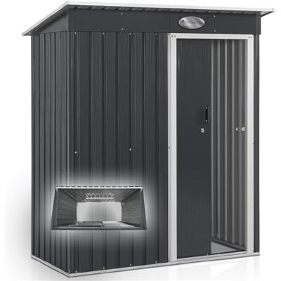 Juskys Casetta per attrezzi S in metallo da 1,4 m², tetto a uno spiovente, porta scorrevole e telaio della base 161 x 86 x 181 cm Casetta per attrezzi Casetta da giardino Piccolo capanno Antracite Juskys Casetta per attrezzi S in metallo da 1,4 m², tetto a uno spiovente, porta scorrevole e telaio della base 161 x 86 x 181 cm Casetta per attrezzi Casetta da giardino Piccolo capanno Antracite
