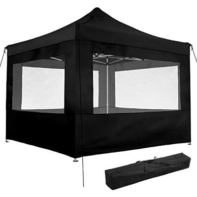 tectake ® Gazebo pieghevole in alluminio, 3x3 m, impermeabile, con 4 pareti laterali, con corde di tensione, picchetti e borsa, baldacchino, balcone, terrazza, gazebo da giardino Nero tectake ® Gazebo pieghevole in alluminio, 3x3 m, impermeabile, con 4 pareti laterali, con corde di tensione, picchetti e borsa, baldacchino, balcone, terrazza, gazebo da giardino Nero