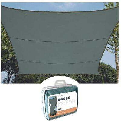 Perel Vela ombreggiante 3.6 x 3.6 m, vela parasole quadrata per giardino e terrazza, poliestere idrorepellente 160 g/m2, protezione UV 90%, tessuto traspirante con anelli a O in acciaio inox, grigio Perel Vela ombreggiante 3.6 x 3.6 m, vela parasole quadrata per giardino e terrazza, poliestere idrorepellente 160 g/m2, protezione UV 90%, tessuto traspirante con anelli a O in acciaio inox, grigio