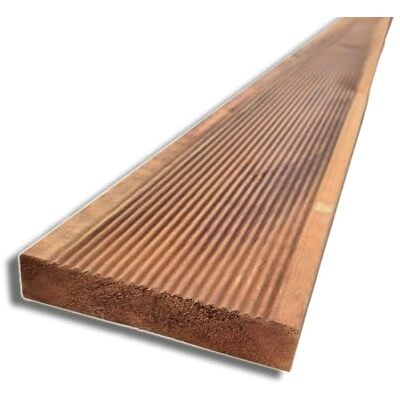 SUNWOOD Pavimento in Legno Antiscivolo da 200 cm per Esterno, sezione 14,5x2,8 cm, Doppia Impregnazione, Marrone SUNWOOD Pavimento in Legno Antiscivolo da 200 cm per Esterno, sezione 14,5x2,8 cm, Doppia Impregnazione, Marrone