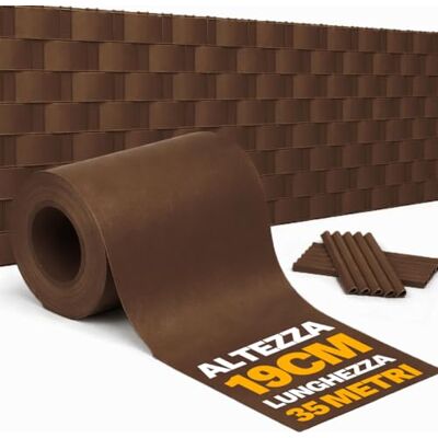 BAKAJI Frangivista Recinzione in PVC 19 cm x 35 Metri, Telo Oscurante per Balcone 450 gr/mq, Strisce Protezione Privacy per Giardino con Clip di Fissaggio, Uv, Impermeabile e Atistrappo (Marrone) BAKAJI Frangivista Recinzione in PVC 19 cm x 35 Metri, Telo Oscurante per Balcone 450 gr/mq, Strisce Protezione Privacy per Giardino con Clip di Fissaggio, Uv, Impermeabile e Atistrappo (Marrone)