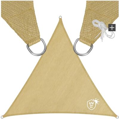 tectake ® Tenda a Vela Ombreggiante Quadrata in Polietilene, Protezione dai Raggi UV, Vela da Sole Ombreggiante con Set Funi di Tensione Beige, Triangolare, 4 m tectake ® Tenda a Vela Ombreggiante Quadrata in Polietilene, Protezione dai Raggi UV, Vela da Sole Ombreggiante con Set Funi di Tensione Beige, Triangolare, 4 m