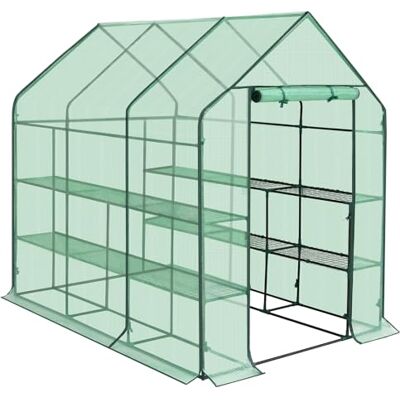 WOLTU Serra da Giardino PE, con Porta, Verde, 143x215x195cm WOLTU Serra da Giardino PE, con Porta, Verde, 143x215x195cm