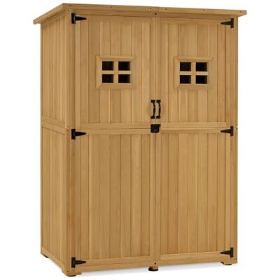 MCombo M armadio da giardino in legno, casetta da giardino piccola resistente alle intemperie, casetta per attrezzi da esterno, per area esterna balcone terrazza, 59×127×168 cm, 0912D (naturale) MCombo M armadio da giardino in legno, casetta da giardino piccola resistente alle intemperie, casetta per attrezzi da esterno, per area esterna balcone terrazza, 59×127×168 cm, 0912D (naturale)