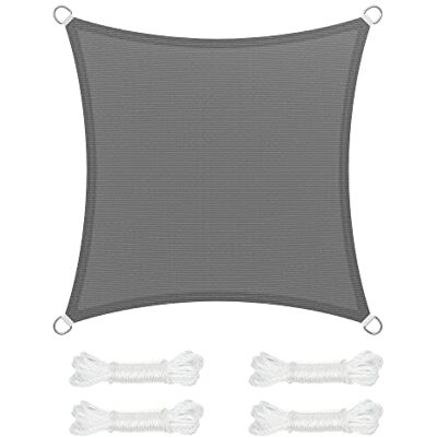 SONGMICS Vela Parasole 4 x 4 m, Tenda da Sole in Tessuto HDPE, Permeabile all'Aria e all'Acqua, per Terrazza, Giardino, Balcone, Campeggio, Quadrata, Concava, Corde da 2 m, Grigio Fumo SONGMICS Vela Parasole 4 x 4 m, Tenda da Sole in Tessuto HDPE, Permeabile all'Aria e all'Acqua, per Terrazza, Giardino, Balcone, Campeggio, Quadrata, Concava, Corde da 2 m, Grigio Fumo