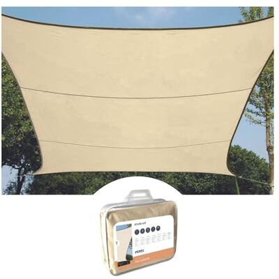 Perel Vela ombreggiante rettangolare 2 x 3 m per giardino e terrazza, poliestere traspirante e idrorepellente, protezione UV 90%, colore crema Perel Vela ombreggiante rettangolare 2 x 3 m per giardino e terrazza, poliestere traspirante e idrorepellente, protezione UV 90%, colore crema