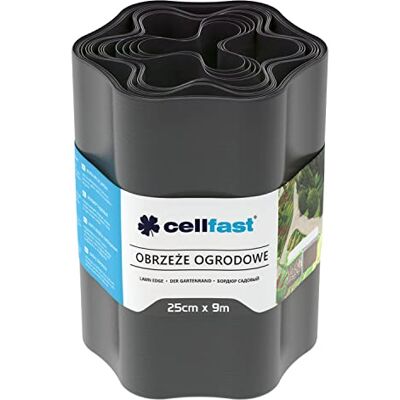 Cellfast Bordo da giardino, nastro per prato, bordo da giardino, flessibile, resistente ai raggi UV, impermeabile, di facile installazione, di alta qualità, grafite, 25 x 9 m Cellfast Bordo da giardino, nastro per prato, bordo da giardino, flessibile, resistente ai raggi UV, impermeabile, di facile installazione, di alta qualità, grafite, 25 x 9 m