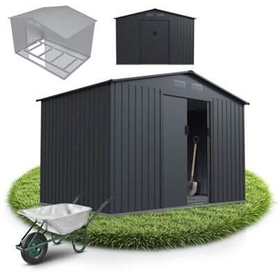 Juskys casetta in metallo XL – grigio scuro, resistente alle intemperie con telaio di fondazione, porta scorrevole & chiudibile – per giardino & ripostiglio Juskys casetta in metallo XL – grigio scuro, resistente alle intemperie con telaio di fondazione, porta scorrevole & chiudibile – per giardino & ripostiglio