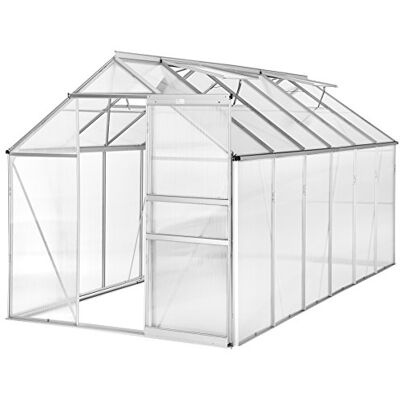 tectake ® Serra da Giardino con Telaio in Alluminio Anodizzato, Serra per Orto con Lastre Alveolari Termoisolanti, Serra con Porta Scorrevole, Finestra a Tetto per Ventilazione 375x185x195 cm tectake ® Serra da Giardino con Telaio in Alluminio Anodizzato, Serra per Orto con Lastre Alveolari Termoisolanti, Serra con Porta Scorrevole, Finestra a Tetto per Ventilazione 375x185x195 cm