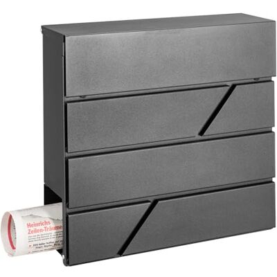 BAKAJI Cassetta Postale a Parete in Acciaio Grigio Antracite, Buca delle Lettere per Esterno con Chiave e Serratura Nascosta, Portalettere Resistente alle Intemperie con Porta Carta 31 x 11 x 36.5 cm BAKAJI Cassetta Postale a Parete in Acciaio Grigio Antracite, Buca delle Lettere per Esterno con Chiave e Serratura Nascosta, Portalettere Resistente alle Intemperie con Porta Carta 31 x 11 x 36.5 cm