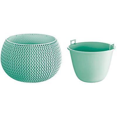 Prosperplast Nitly Vaso rotondo con deposito Splofy Bowl in plastica color salvia (Largo) x 18 cm (larghezza) x 13 cm (altezza) Prosperplast Nitly Vaso rotondo con deposito Splofy Bowl in plastica color salvia (Largo) x 18 cm (larghezza) x 13 cm (altezza)