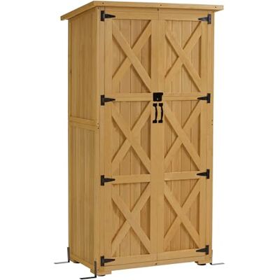 MCombo M armadio da giardino in legno, casetta da giardino piccola resistente alle intemperie, casetta per attrezzi da esterno, per area esterna balcone terrazza, 55×90×169cm, 0878 (natura) MCombo M armadio da giardino in legno, casetta da giardino piccola resistente alle intemperie, casetta per attrezzi da esterno, per area esterna balcone terrazza, 55×90×169cm, 0878 (natura)