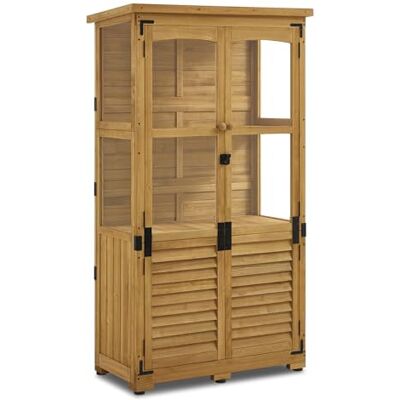 MCombo M casetta da giardino in legno, casetta resistente alle intemperie, casetta da giardino per attrezzi da esterno per terrazza balcone, 87×46×160 cm (naturale) MCombo M casetta da giardino in legno, casetta resistente alle intemperie, casetta da giardino per attrezzi da esterno per terrazza balcone, 87×46×160 cm (naturale)