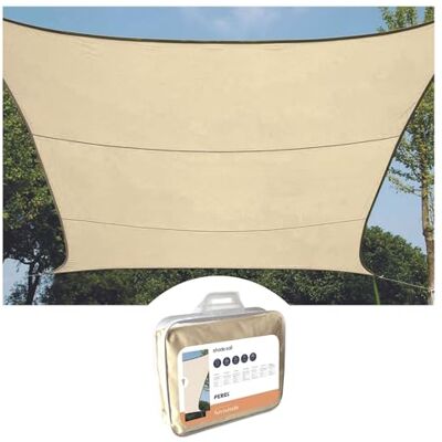Perel Vela ombreggiante rettangolare 4 × 3 m per giardino e terrazza, poliestere traspirante e idrorepellente 160 g/m², protezione UV 90%, anelli inox, crema Perel Vela ombreggiante rettangolare 4 × 3 m per giardino e terrazza, poliestere traspirante e idrorepellente 160 g/m², protezione UV 90%, anelli inox, crema