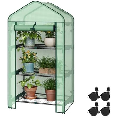WOLTU Serra da Balcone, Ruote, 3 Ripiani, Verde, 70x50x131cm WOLTU Serra da Balcone, Ruote, 3 Ripiani, Verde, 70x50x131cm