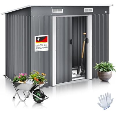 KESSER ® Capanno per attrezzi L in metallo 4 m³ con fondazione 194 x 112 x 181 cm 2x porta scorrevole & fondazione capanno per attrezzi casetta da giardino tetto a falde giardino, incl KESSER ® Capanno per attrezzi L in metallo 4 m³ con fondazione 194 x 112 x 181 cm 2x porta scorrevole & fondazione capanno per attrezzi casetta da giardino tetto a falde giardino, incl