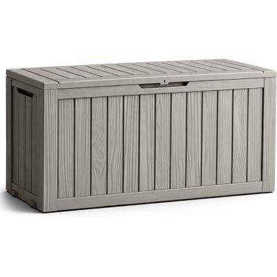 AKORD Baule da Giardino Impermeabile 272L Cassapanca Esterna in Polipropilene Effetto Legno Scatola Contenitore per Balcone e Terrazza, 114x57,5x46,3 cm, Grigio AKORD Baule da Giardino Impermeabile 272L Cassapanca Esterna in Polipropilene Effetto Legno Scatola Contenitore per Balcone e Terrazza, 114x57,5x46,3 cm, Grigio