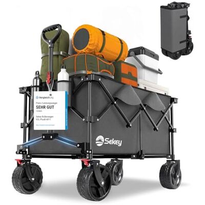 Sekey XXL Plus Carrello Spiaggia con Freni 200L 150KG, Carrello Pieghevole Ruote Grandi Extra Tutti i Terreni, Brevettato Pieghevole da QUATTRO Direzioni SE4011, Antracite Sekey XXL Plus Carrello Spiaggia con Freni 200L 150KG, Carrello Pieghevole Ruote Grandi Extra Tutti i Terreni, Brevettato Pieghevole da QUATTRO Direzioni SE4011, Antracite
