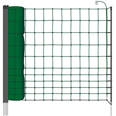 Voss Rete per Recinzione da pascolo di Piccoli Animali, elettrificabile, Altezza 75 cm e Lunghezza 25 m, a Punta Singola, 9 Pali Neri, Colore Verde Voss Rete per Recinzione da pascolo di Piccoli Animali, elettrificabile, Altezza 75 cm e Lunghezza 25 m, a Punta Singola, 9 Pali Neri, Colore Verde