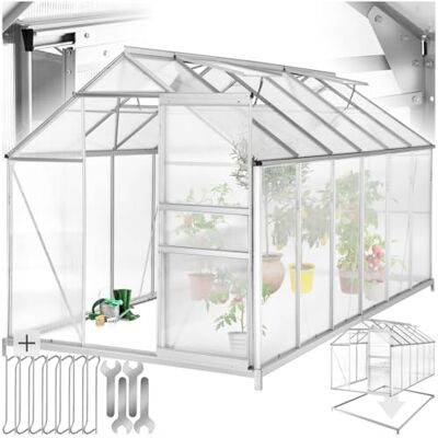 tectake ® Serra da Giardino con Telaio in Alluminio Anodizzato, Serra per Orto con Lastre Termoisolanti, Serra con Porta Scorrevole, Finestra a Tetto per Ventilazione, Base Stabile, 375x185x195 cm tectake ® Serra da Giardino con Telaio in Alluminio Anodizzato, Serra per Orto con Lastre Termoisolanti, Serra con Porta Scorrevole, Finestra a Tetto per Ventilazione, Base Stabile, 375x185x195 cm