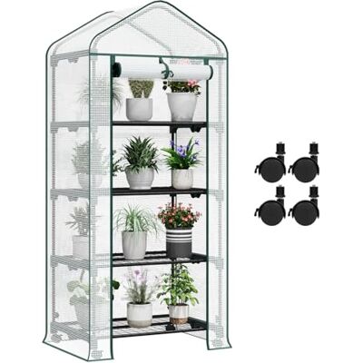 WOLTU Serra da Balcone, Ruote, 4 Ripiani, Bianco, 70x50x162cm WOLTU Serra da Balcone, Ruote, 4 Ripiani, Bianco, 70x50x162cm