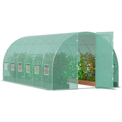 VEVOR Serra da Giardino Tunnel, 590x295x225 cm, Tenda Riparo per Piante con Telaio in Acciaio Zincato, Copertura in PE Verde, Serra a Tunnel per Coltivazione di Ortaggi e Fiori all'Aperto VEVOR Serra da Giardino Tunnel, 590x295x225 cm, Tenda Riparo per Piante con Telaio in Acciaio Zincato, Copertura in PE Verde, Serra a Tunnel per Coltivazione di Ortaggi e Fiori all'Aperto