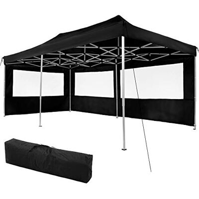 tectake ® Gazebo Pieghevole e Richiudibile Pop Up, 6x3 m, Telaio in Alluminio, Impermeabile, 4 Altezze, 2 Pannelli Laterali, Picchetti Inclusi, Gazebo da esterno per Giardino, Barbecue e Bar Nero tectake ® Gazebo Pieghevole e Richiudibile Pop Up, 6x3 m, Telaio in Alluminio, Impermeabile, 4 Altezze, 2 Pannelli Laterali, Picchetti Inclusi, Gazebo da esterno per Giardino, Barbecue e Bar Nero