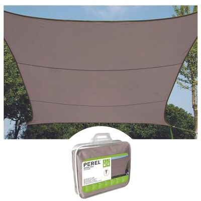Perel Vela ombreggiante 3.6 x 3.6 m, quadrata per giardino e terrazza, poliestere idrorepellente 160 g/m2, protezione UV 90%, traspirante, taupe Perel Vela ombreggiante 3.6 x 3.6 m, quadrata per giardino e terrazza, poliestere idrorepellente 160 g/m2, protezione UV 90%, traspirante, taupe