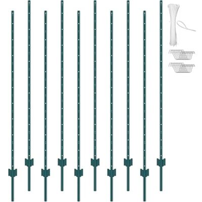 VEVOR Pali per Recinzione 182,88 cm in Metallo Pesante, 10 Pali a T in Acciaio Robusto per Cortile, Prato, Fattorie e Recinzioni a Catena per Esterni, Verde VEVOR Pali per Recinzione 182,88 cm in Metallo Pesante, 10 Pali a T in Acciaio Robusto per Cortile, Prato, Fattorie e Recinzioni a Catena per Esterni, Verde