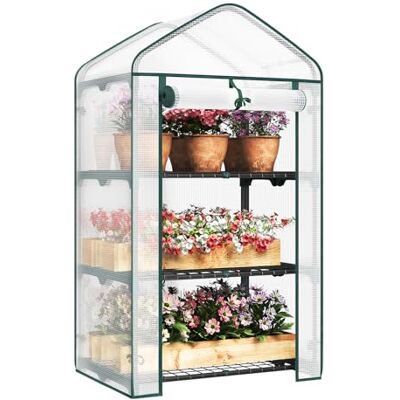 WOLTU Serra da Giardino, 3 Ripiani Metallici, Bianco, 69x49x125cm WOLTU Serra da Giardino, 3 Ripiani Metallici, Bianco, 69x49x125cm